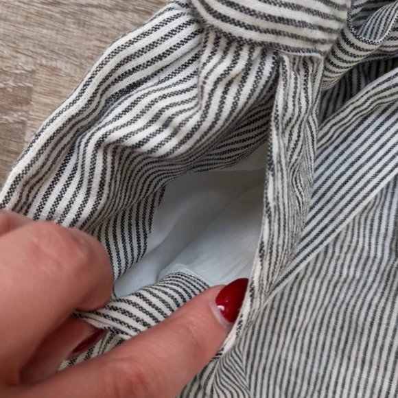 J. Crew Linen Cotton Blend Pinstriped Paper Bag Pull On Skirt Size Small - Picture 8 of 10